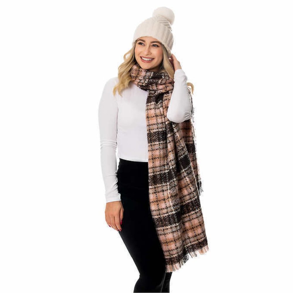 NWT Emanuel Geraldo Women's Hat & Blanket Set Cream Combo One Size $60 ZZ030 - Picture 2 of 5